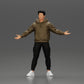 Diorama Modellbau Produktfoto 0: Miniaturfigur Asiatischer Mann in Kapuzenpullover, Arme seitlich erhoben (Ref Nr. A60)