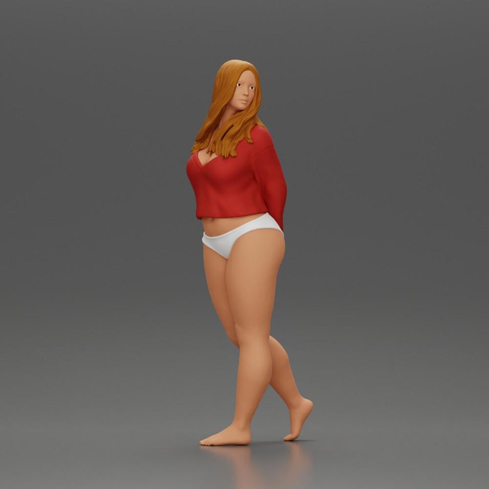 Diorama Modellbau Produktfoto 1: Weibliche Miniaturfigur für Diorama, Bikini & Langarmshirt, Hände hinten (Ref Nr. A53)