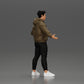 Diorama Modellbau Produktfoto 2: Miniaturfigur Asiatischer Mann in Kapuzenpullover, Arme seitlich erhoben (Ref Nr. A60)