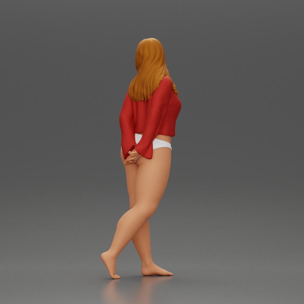 Diorama Modellbau Produktfoto 4: Weibliche Miniaturfigur für Diorama, Bikini & Langarmshirt, Hände hinten (Ref Nr. A53)
