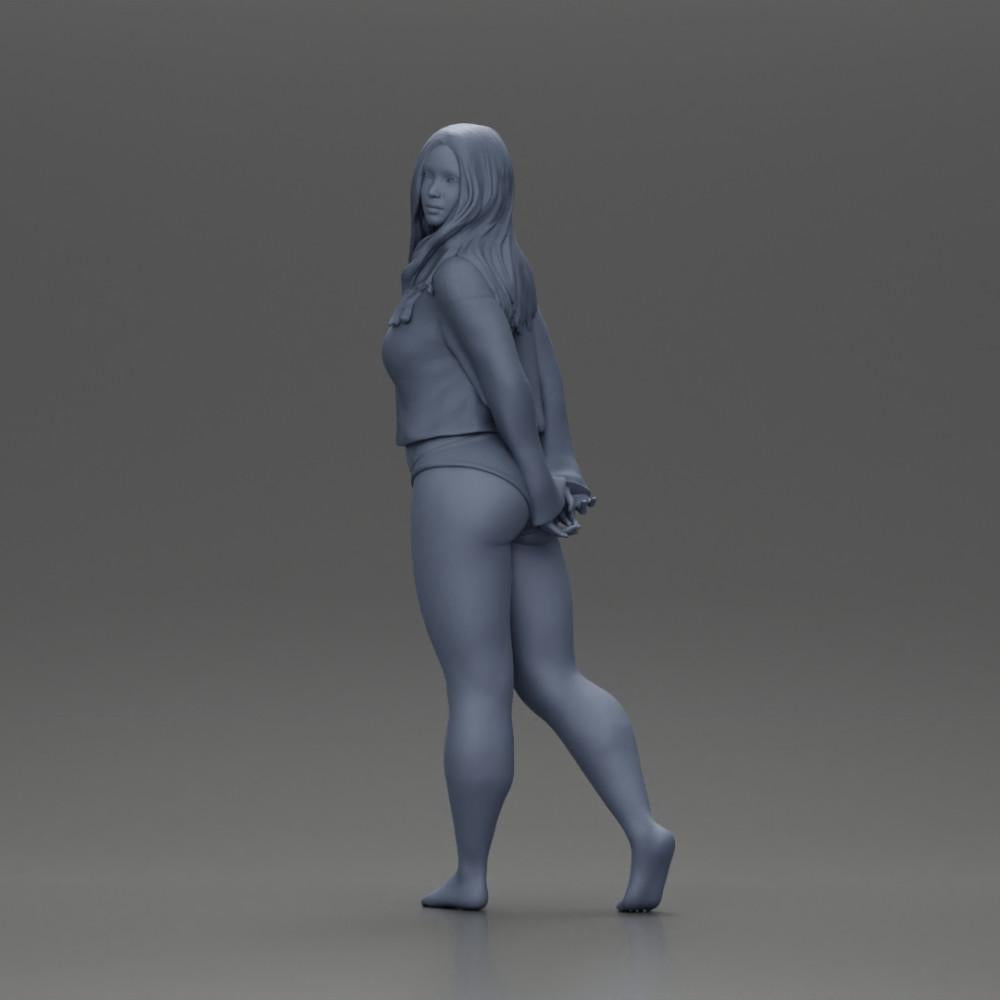 Diorama Modellbau Produktfoto 6: Weibliche Miniaturfigur für Diorama, Bikini & Langarmshirt, Hände hinten (Ref Nr. A53)