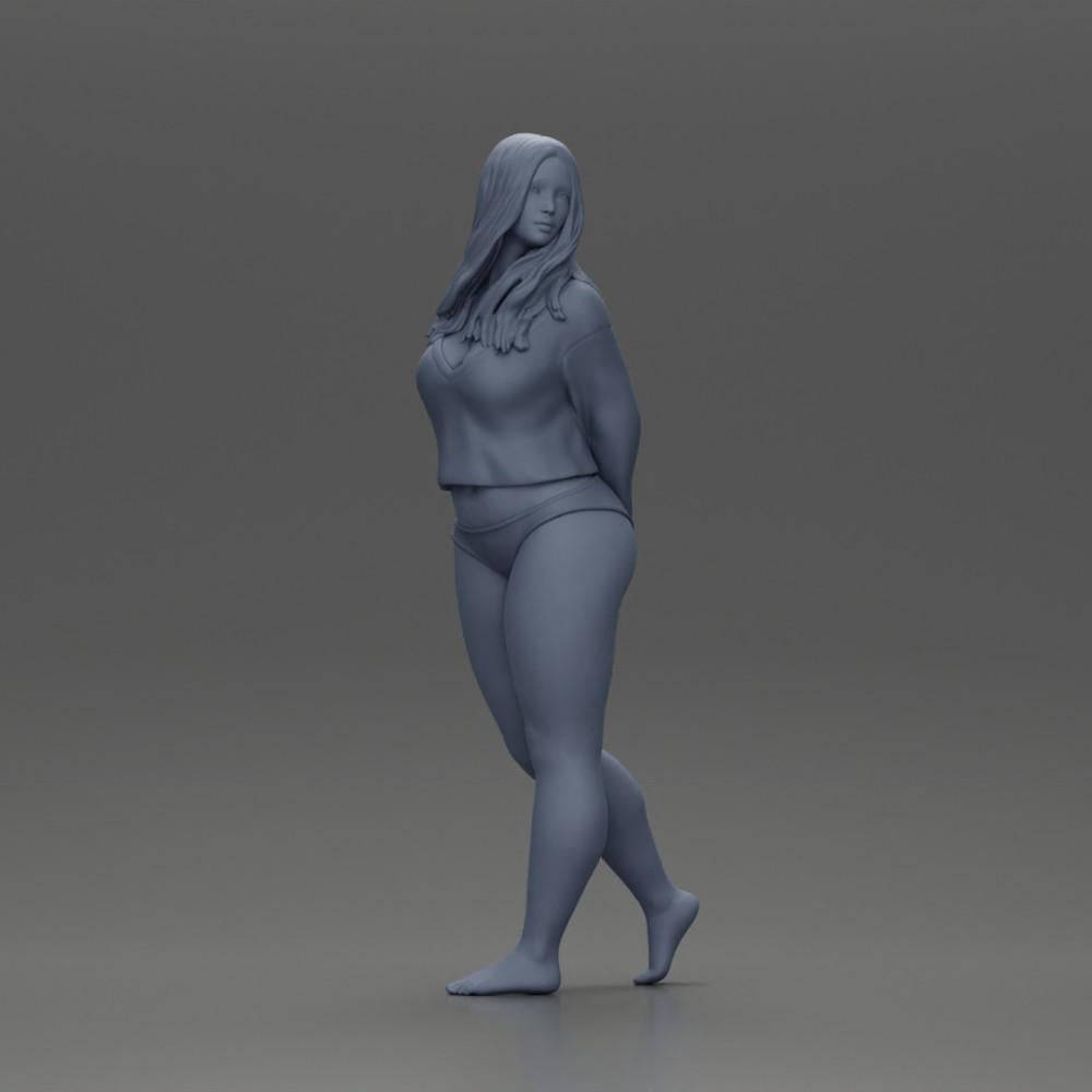 Diorama Modellbau Produktfoto 7: Weibliche Miniaturfigur für Diorama, Bikini & Langarmshirt, Hände hinten (Ref Nr. A53)