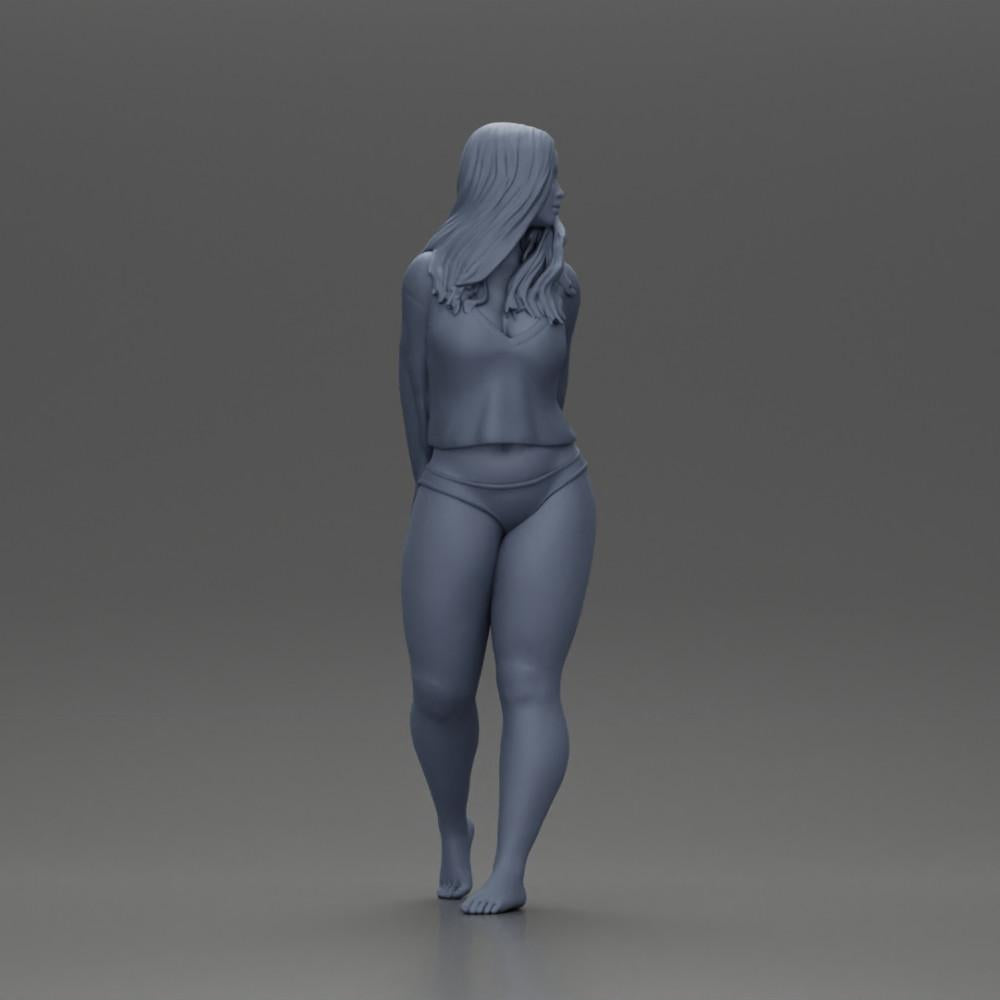 Diorama Modellbau Produktfoto 8: Weibliche Miniaturfigur für Diorama, Bikini & Langarmshirt, Hände hinten (Ref Nr. A53)