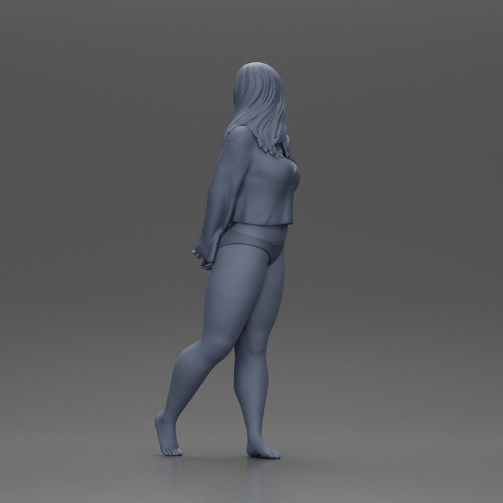 Diorama Modellbau Produktfoto 9: Weibliche Miniaturfigur für Diorama, Bikini & Langarmshirt, Hände hinten (Ref Nr. A53)