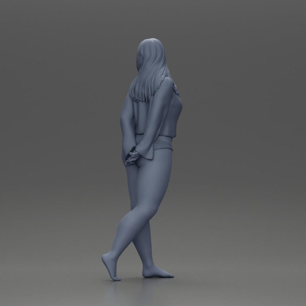 Diorama Modellbau Produktfoto 10: Weibliche Miniaturfigur für Diorama, Bikini & Langarmshirt, Hände hinten (Ref Nr. A53)