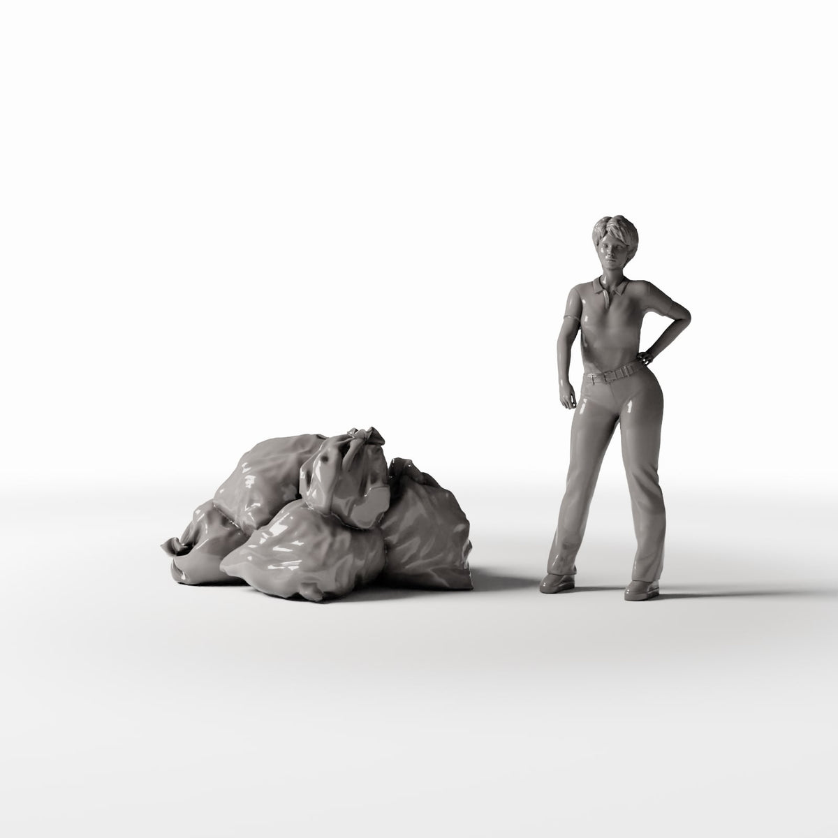 Diorama Modellbau Produktfoto 1: Diorama Straße: Stapel gefüllter Müllsäcke (Ref. 759D)