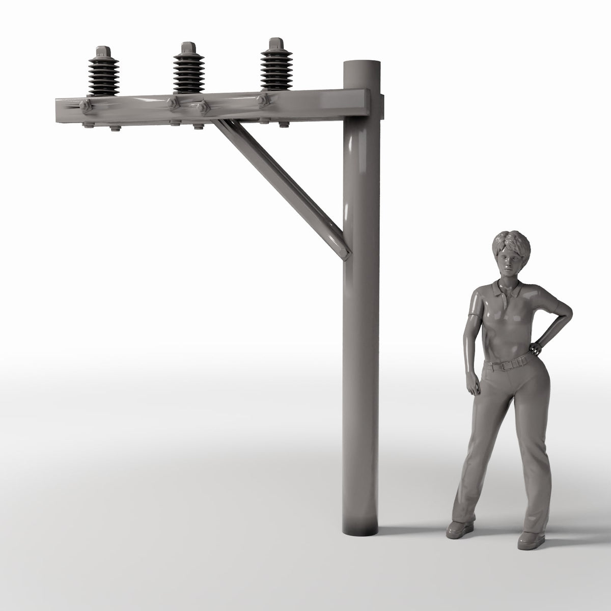 Diorama Modellbau Produktfoto 1: Diorama Infrastruktur: Strommast mit 3 Isolatoren (Ref. 933D)