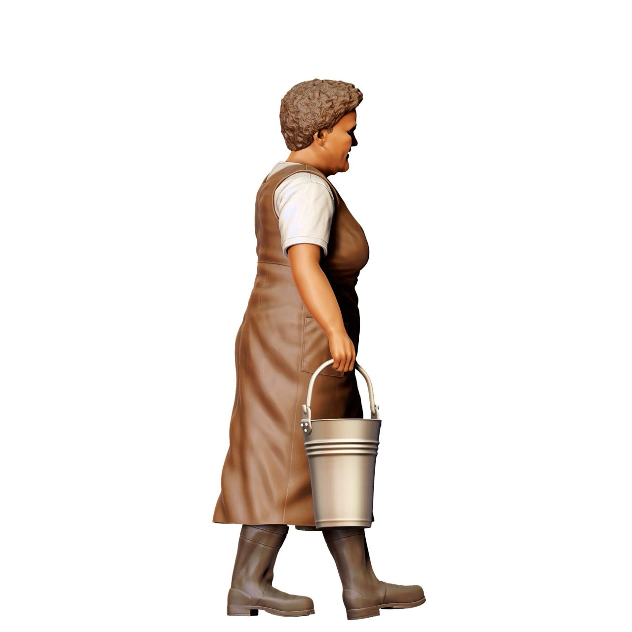 Miniatur Figur: Bäuerin mit Eimern - Alte Landwirtin bei der Arbeit (Nr. 302)