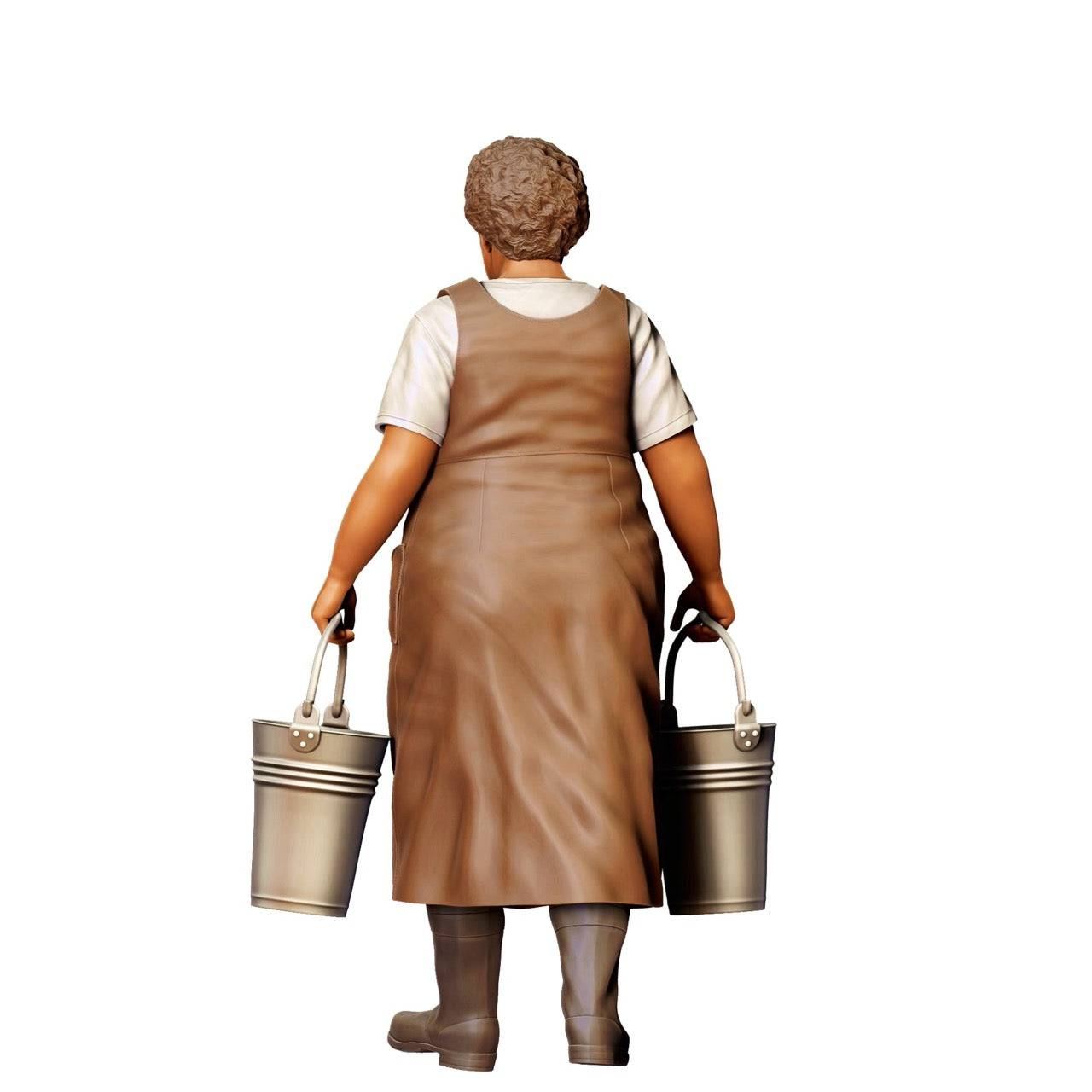 Miniatur Figur: Bäuerin mit Eimern - Alte Landwirtin bei der Arbeit (Nr. 302)