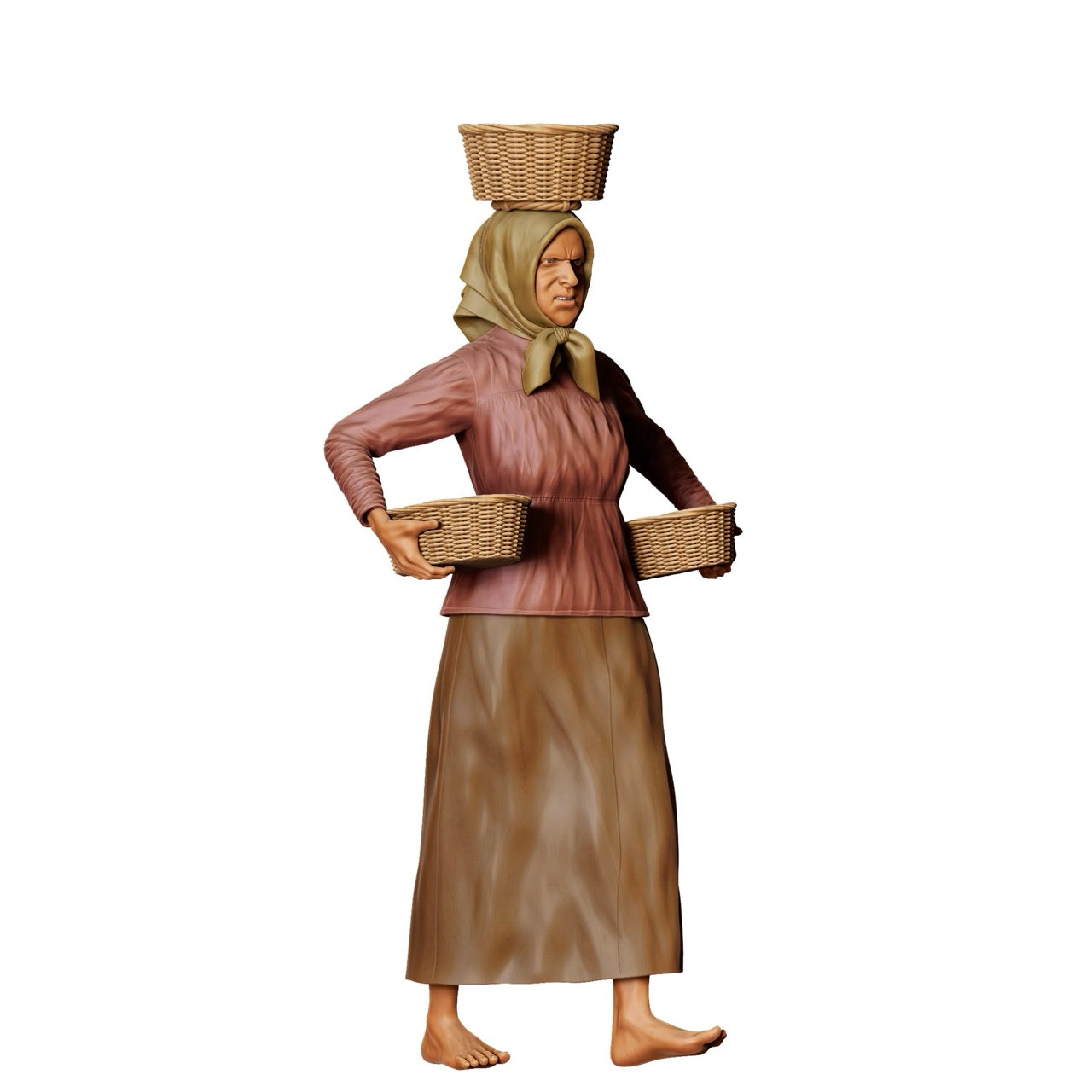 Miniatur Figur: Bäuerin mit Körben - Alte Landwirtin bei der Abriet (Nr. 303)