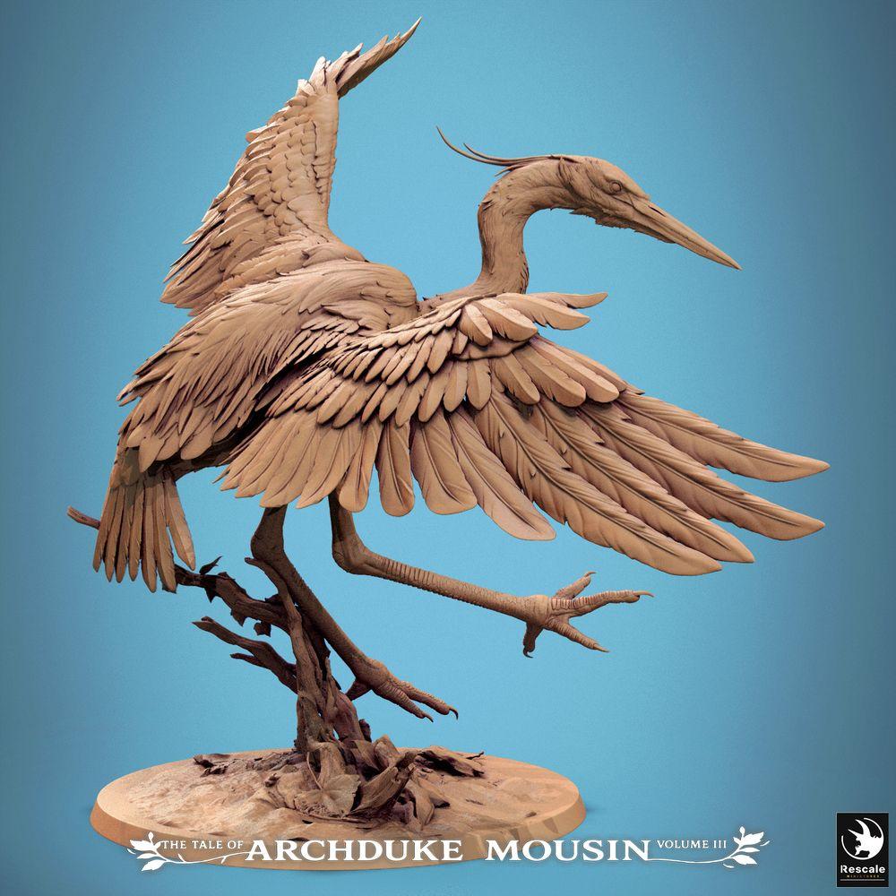 Produktfoto Tabletop 28mm Lord of the Print (LotP) 0: Fantasy Figur: Reiherdämon Kranich-Bestie in Landung auf Ast - Tabletop Flugkreatur, Vogelmonster, Wargaming Monster, Boss-Modell mit szenischer Base, dynamische Pose (Heron Landing) (25_07_D1)