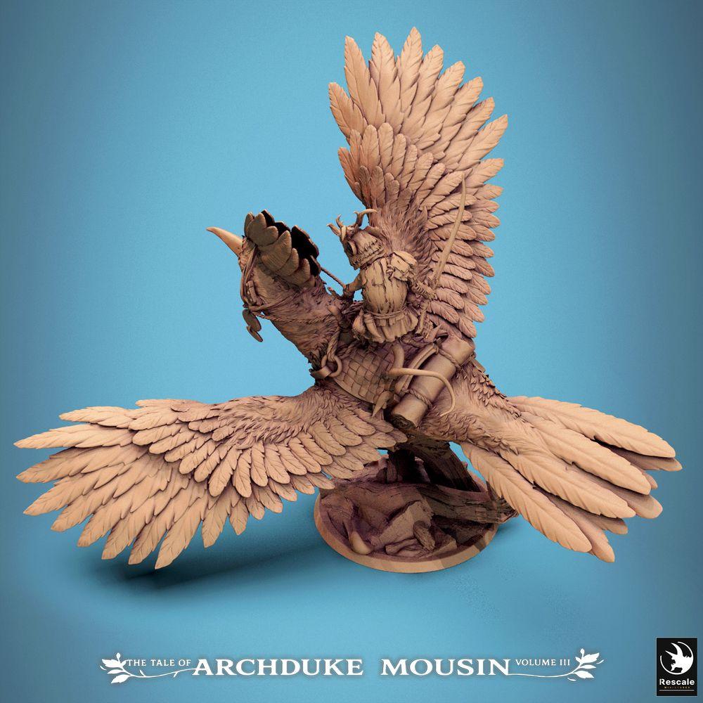 Produktfoto Tabletop 28mm Lord of the Print (LotP) 2: Tabletop Miniatur: Maus-Ritter auf Wiedehopf (Hoopoe) - Vogelreiter der Luftkavallerie mit Säbel, Skirmish-Heldenfigur, Bestienreiter (25_07_E1)