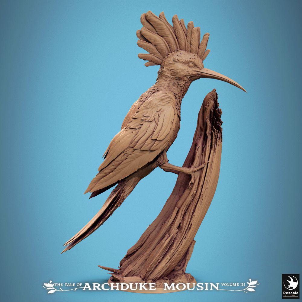 Produktfoto Tabletop 28mm Lord of the Print (LotP) 0: Tabletop Miniatur: Wiedehopf-Späher - Hoopoe Spy, Vogel-Kreatur und Totemvogel, Vertrauter und Scout auf Baumstamm-Diorama-Base (25_07_E3)