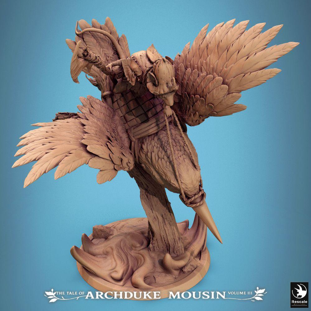 Produktfoto Tabletop 28mm Lord of the Print (LotP) 2: Tabletop Miniatur: Maus-Ritter auf Eisvogel, Vogelreiter-Hellebardier im Sturzflug, Kavallerie-Champion (Kingfisher Fall) (25_07_F1)