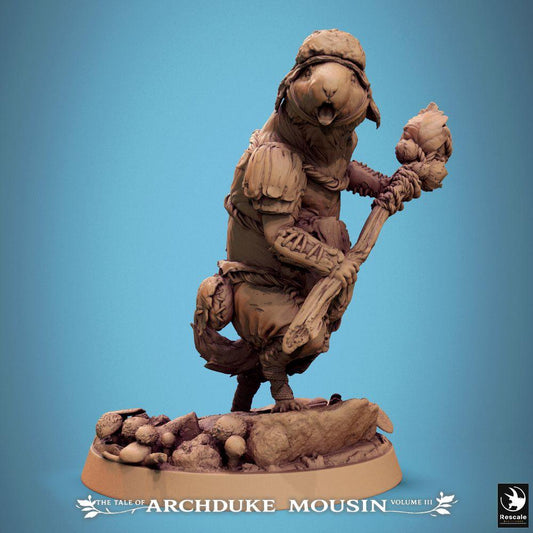 Produktfoto Tabletop 28mm Lord of the Print (LotP) 0: Tabletop Miniatur: Nager-Barbar mit Keule, Rattenkrieger im Kampfschrei (Lemming Cry) (25_07_L3)