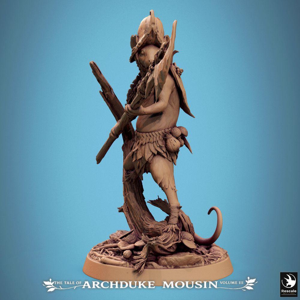 Produktfoto Tabletop 28mm Lord of the Print (LotP) 0: Tabletop Miniatur: Mäusemensch Waldläufer und Späher mit Speer, Stammeskrieger, Nagermensch (25_07_H3)