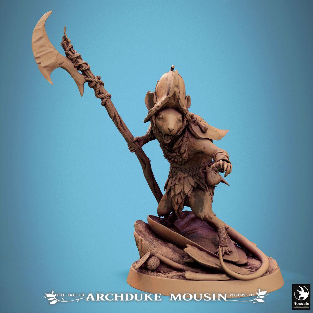 Produktfoto Tabletop 28mm Lord of the Print (LotP) 0: Tabletop Miniatur: Nagermensch Mäusekrieger mit Hellebarde - Plänkler, Waldjäger, Stammeskrieger (25_07_H7)