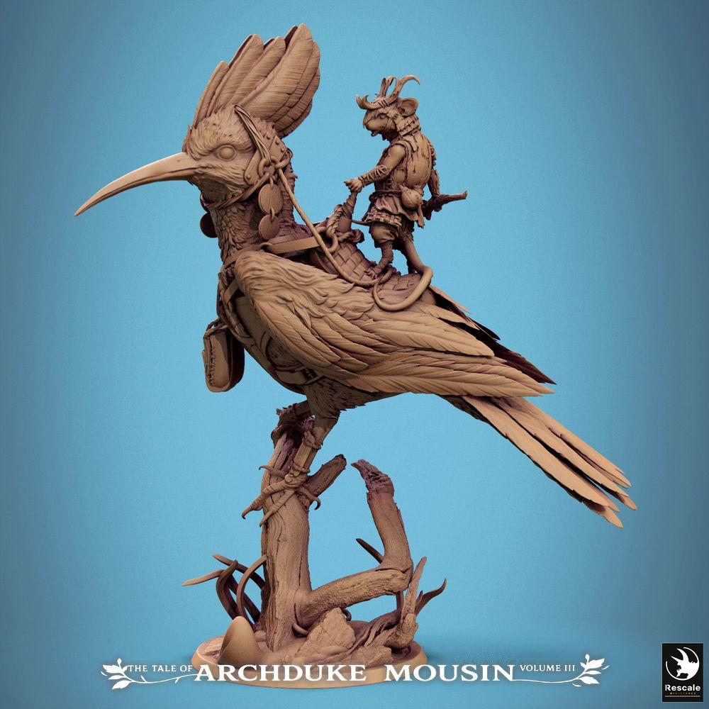 Produktfoto Tabletop 28mm Lord of the Print (LotP) 1: Tabletop Miniatur: Vogelreiter auf Riesenvogel (Wiedehopf/Hoopoe), Nagervolk Waldläufer und Späher, Bestienreiter (25_07_E5)