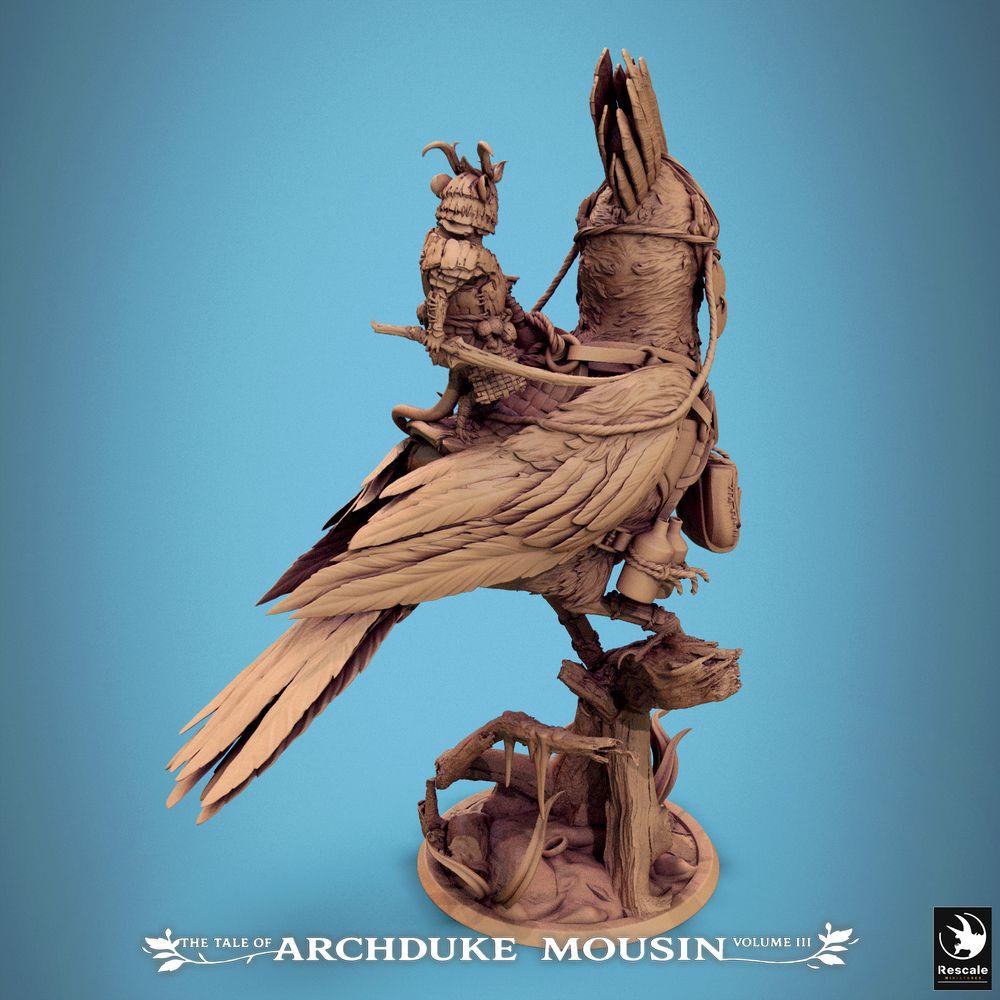 Produktfoto Tabletop 28mm Lord of the Print (LotP) 3: Tabletop Miniatur: Vogelreiter auf Riesenvogel (Wiedehopf/Hoopoe), Nagervolk Waldläufer und Späher, Bestienreiter (25_07_E5)