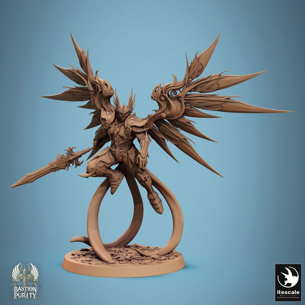 Produktfoto Tabletop 28mm Lord of the Print (LotP) 0: Tabletop Miniatur: Himmlischer Speerträger - Seraph-Krieger, Engelritter, geflügelter Paladin, Lancer mit Langspeer (Aurelian Skyblade Spear) (24_09_B4)