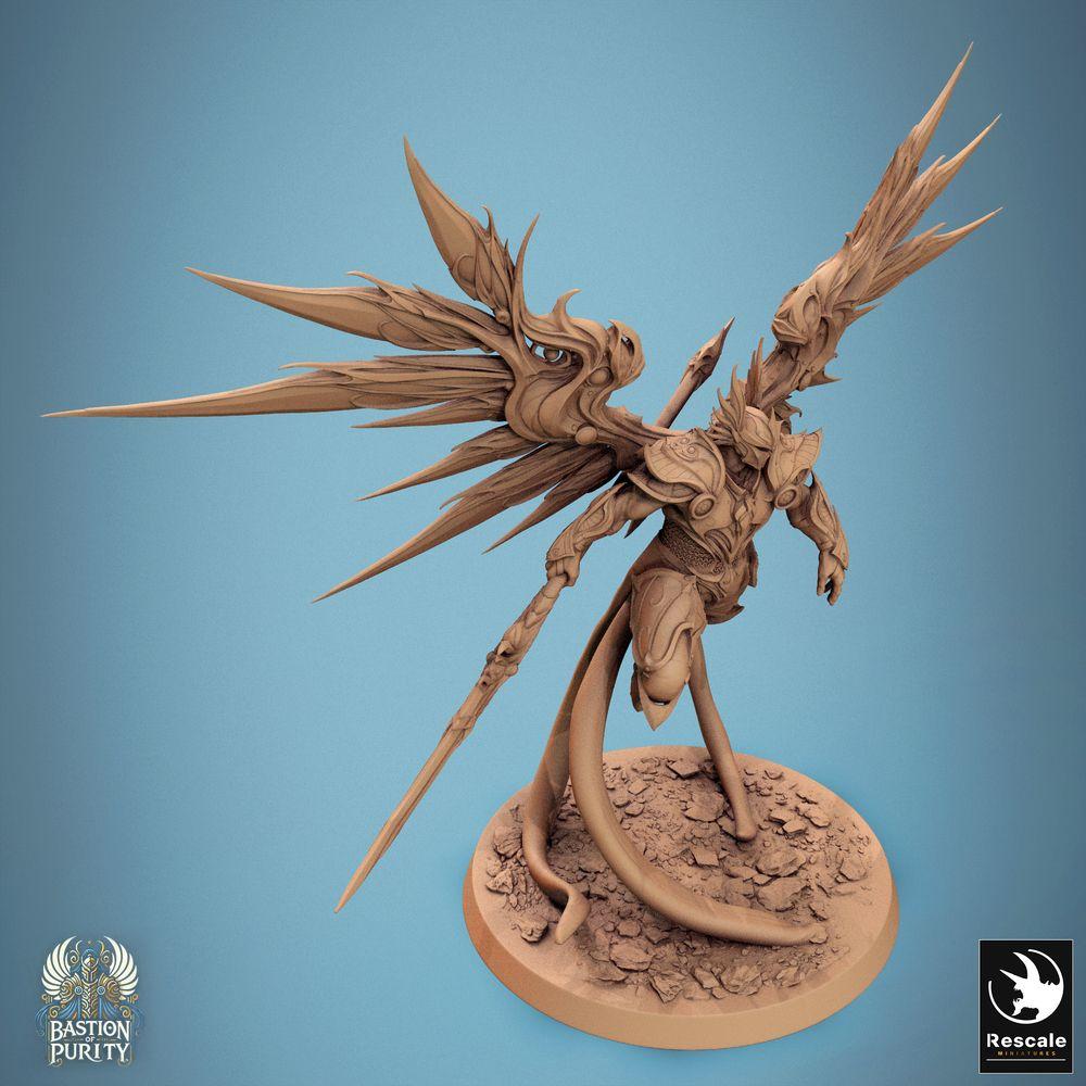 Produktfoto Tabletop 28mm Lord of the Print (LotP) 0: Tabletop Miniatur: Himmlischer Speerträger - Seraph-Krieger, Engelritter, geflügelter Paladin, Lancer mit Langspeer (Aurelian Skyblade Spear) (24_09_B4)