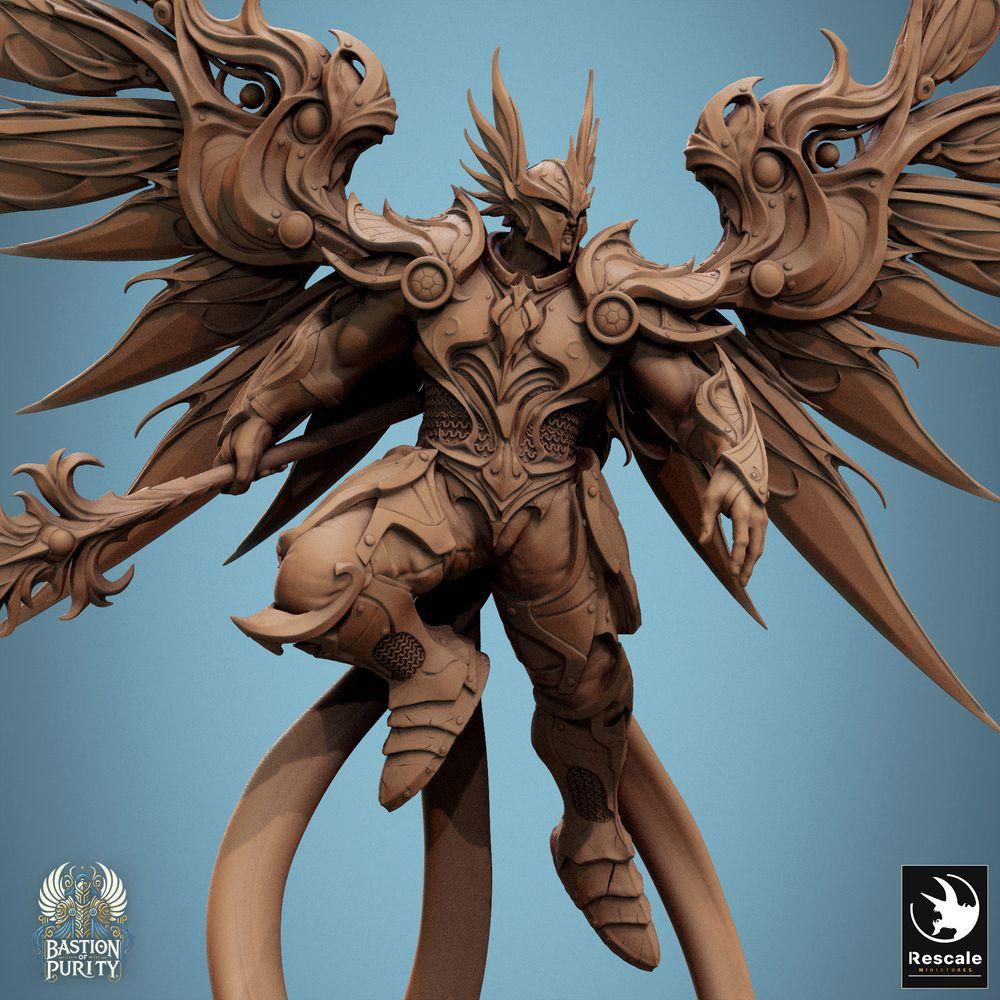 Produktfoto Tabletop 28mm Lord of the Print (LotP) 0: Tabletop Miniatur: Himmlischer Speerträger - Seraph-Krieger, Engelritter, geflügelter Paladin, Lancer mit Langspeer (Aurelian Skyblade Spear) (24_09_B4)