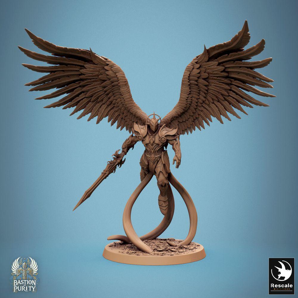 Produktfoto Tabletop 28mm Lord of the Print (LotP) 0: Tabletop Miniatur: Engelskrieger Erzengel Seraphim, geflügelter Paladin mit Langschwert im Flug, Himmelswächter - Aurelian Skyblade Sword (24_09_B6)