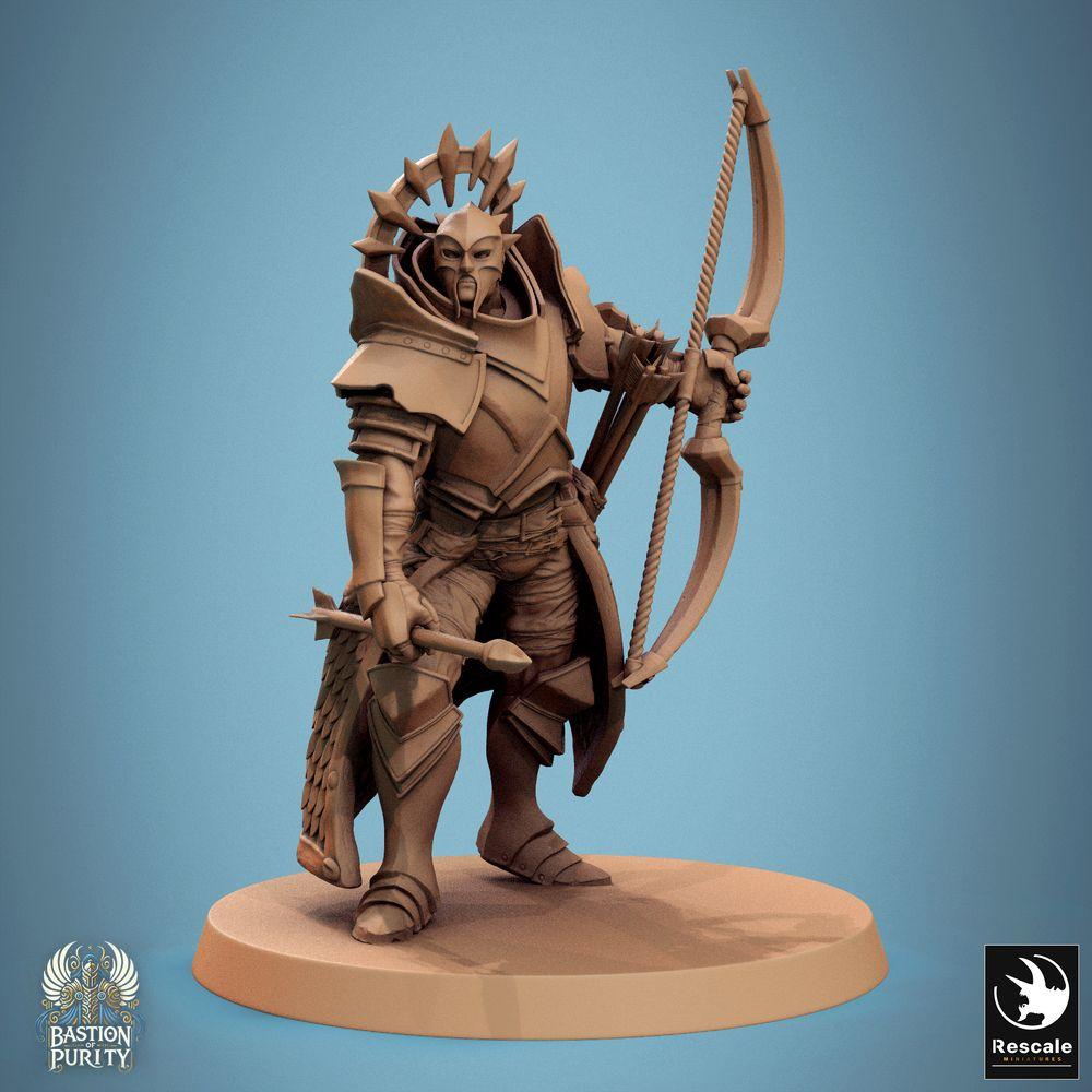 Produktfoto Tabletop 28mm Lord of the Print (LotP) 0: Tabletop Miniatur: Gepanzerter Templer-Bogenschütze mit Langbogen und Dolch, Tempelwächter, Ritter-Bogenschütze, Paladin-Schütze, Bastion Archer (24_09_C3)