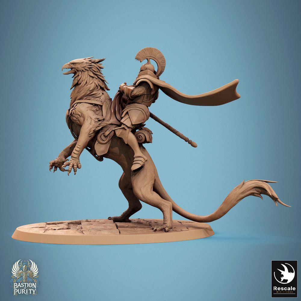 Produktfoto Tabletop 28mm Lord of the Print (LotP) 0: Tabletop Miniatur: Greifenritter / Greifenlanzenreiter - aufbäumender Greif mit Lanze und Schild, Kavallerieheld, Monster-Kavallerie, Griffin Rider (24_09_G3)
