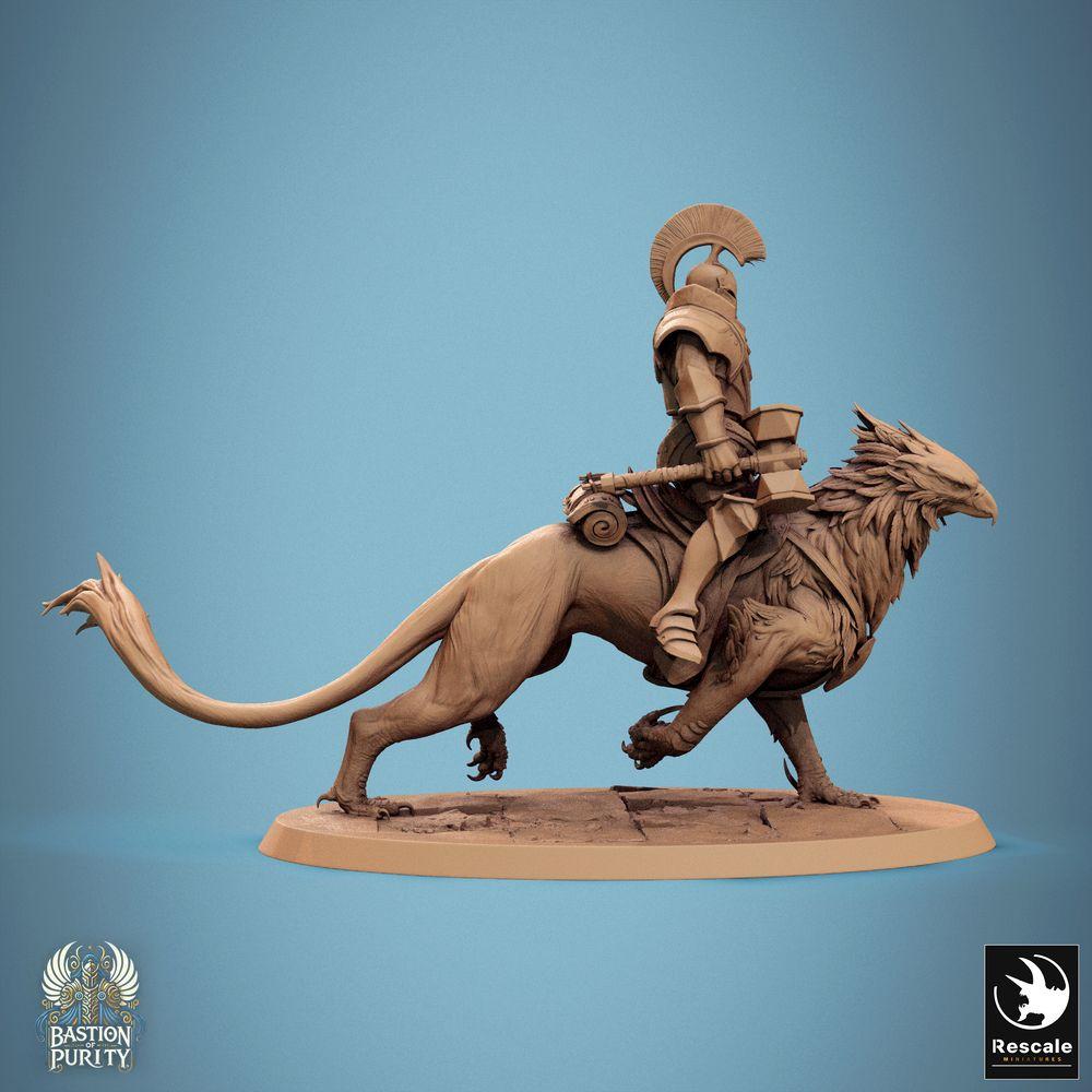 Produktfoto Tabletop 28mm Lord of the Print (LotP) 0: Tabletop Miniatur: Greifenreiter Griffon Rider, berittener Paladin mit Zweihandhammer, Kavallerieheld, monströse Kavallerie (24_09_G9)