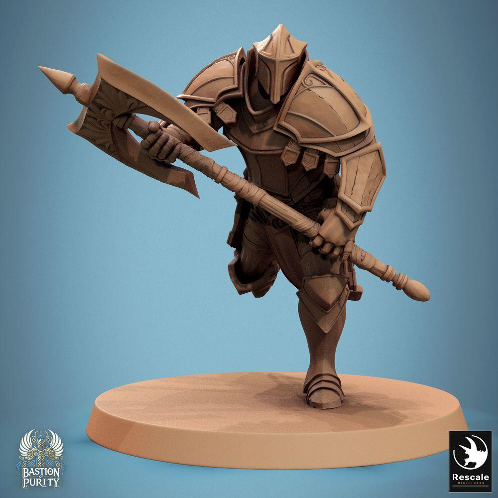 Produktfoto Tabletop 28mm Lord of the Print (LotP) 0: Tabletop Miniatur: Bastion Soldier Bastionssoldat - schwer gepanzerter Hellebardier im Ansturm, Ritter, Templer, Ordenskrieger, Stadtwache, schwere Infanterie (24_09_C13)