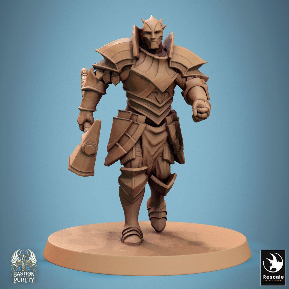 Produktfoto Tabletop 28mm Lord of the Print (LotP) 0: Tabletop Miniatur: Paladin / Tempelritter mit Kriegshammer, schwer gepanzerter Ordenskrieger, Hammerkämpfer, Frontlinie-Tank (24_09_C24)