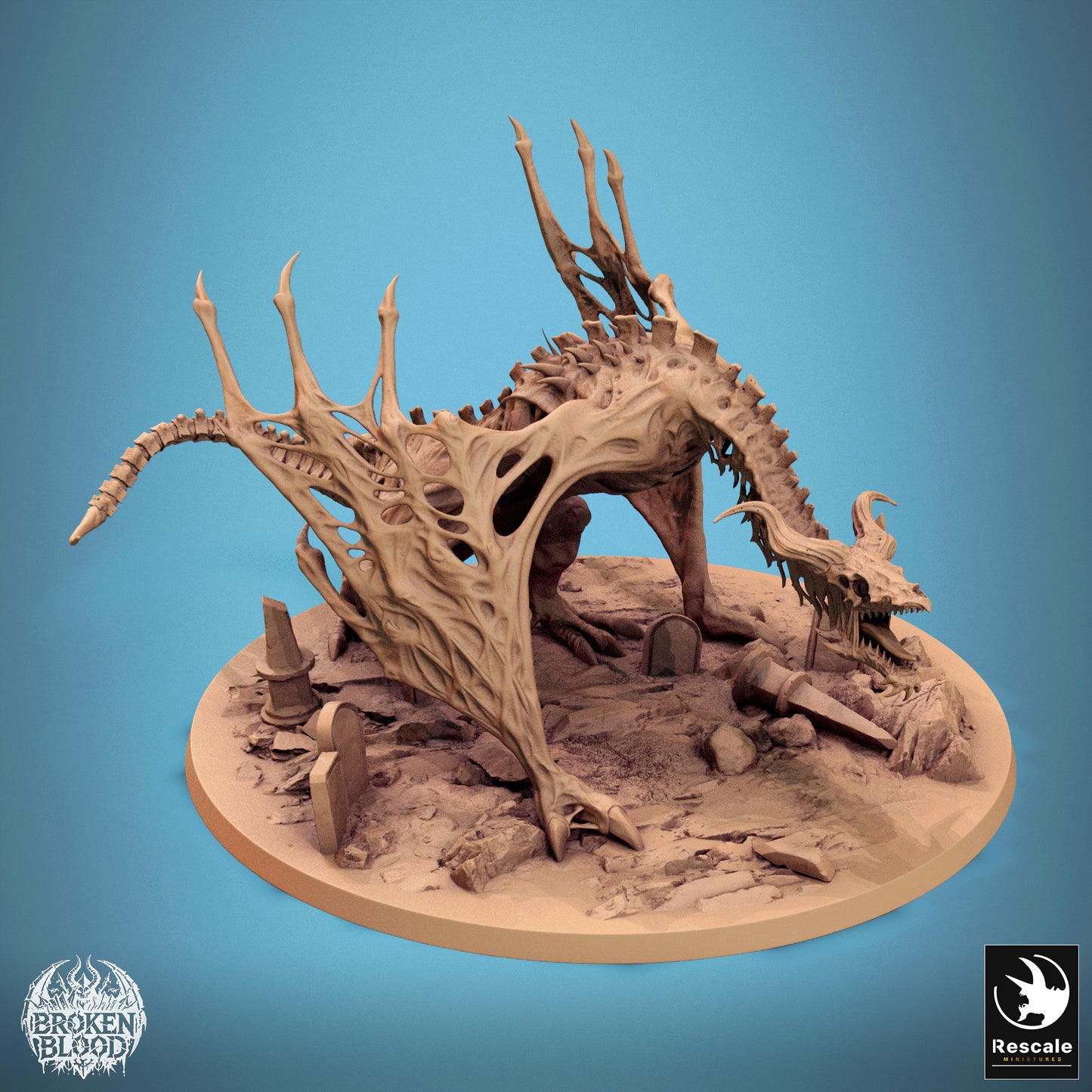 Produktfoto Tabletop 28mm Lord of the Print (LotP) 0: Tabletop Miniatur: Untoter Skelett-Wyvern, Knochendrache und Gruftbestie, Boss-Kreatur - Bann Wyvern (24_11_E1)