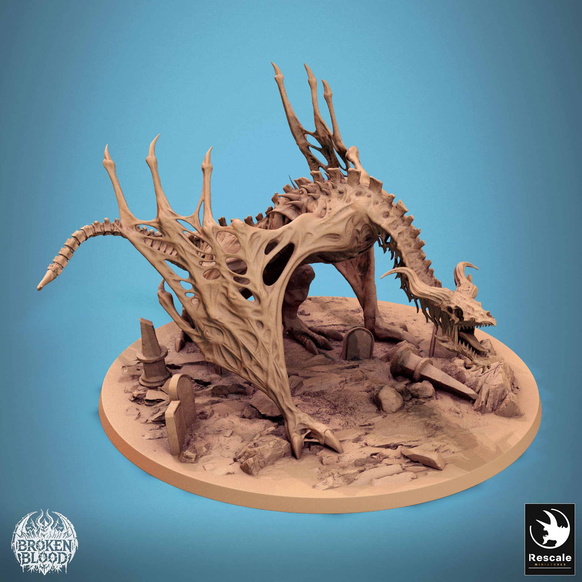 Produktfoto Tabletop 28mm Lord of the Print (LotP) 0: Tabletop Miniatur: Untoter Skelett-Wyvern, Knochendrache und Gruftbestie, Boss-Kreatur - Bann Wyvern (24_11_E1)