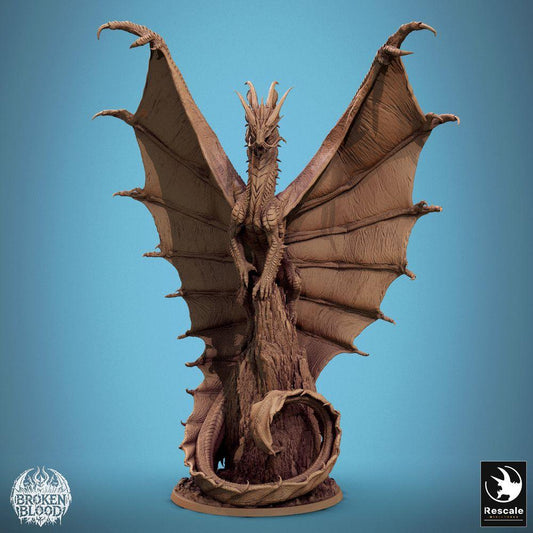 Produktfoto Tabletop 28mm Lord of the Print (LotP) 0: Tabletop Miniatur: Goldener Drache / Gold Dragon - Drachenältester Urdrache, legendäres Bossmonster mit ausgebreiteten Schwingen auf Felsnadel (24_11_A3)
