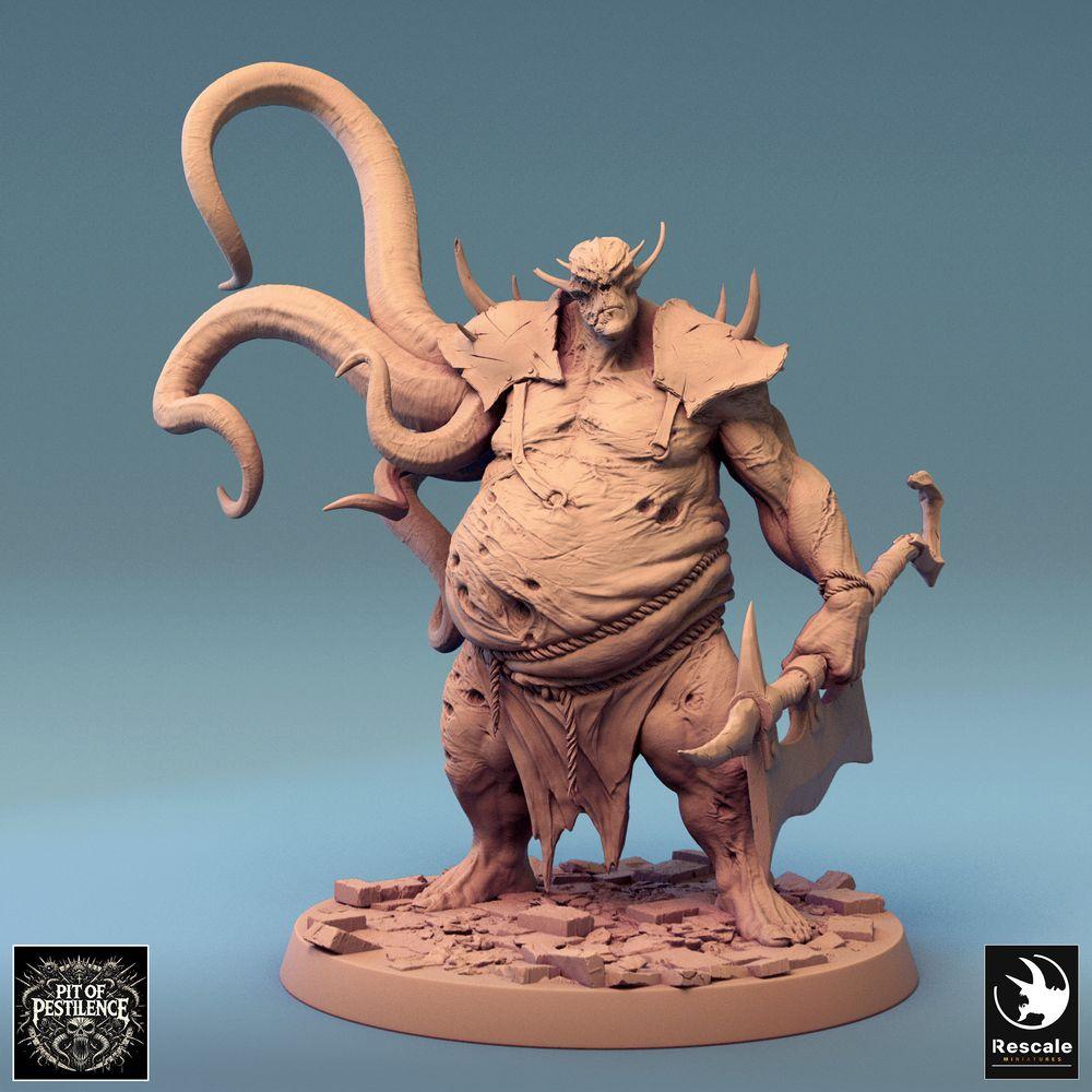 Produktfoto Tabletop 28mm Lord of the Print (LotP) 0: Tabletop Miniatur: Verderbter Henker-Dämon mit Hakenklingen-Axt - Tentakel-Monster, Chaosbestie, Boss-Monster (Corrupt Executioner D1) (24_08_D1)