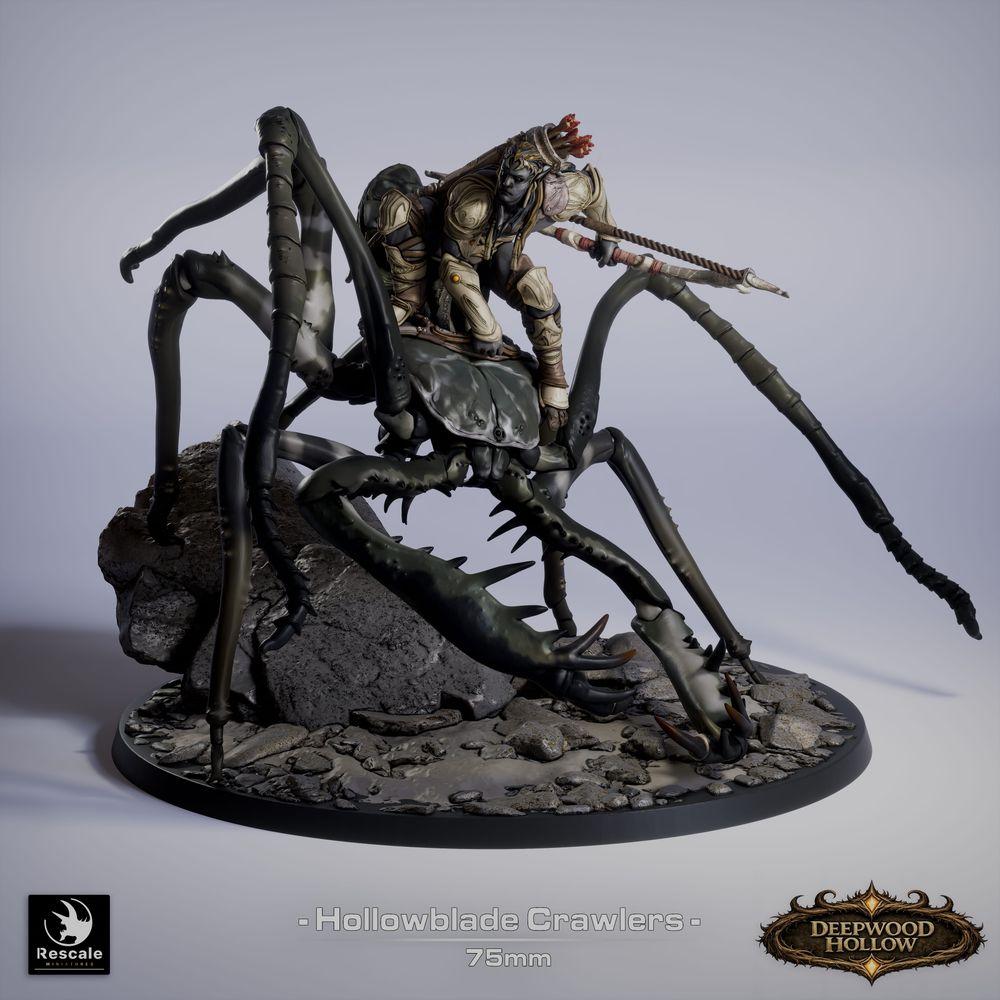 Produktfoto Tabletop 28mm Lord of the Print (LotP) 0: Tabletop Miniatur: Dunkelelf Speerreiter auf Arachnoiden-Monstrum, Spinnen-/Krabben-Reittier mit Scheren, Lanze/Gleve, Monsterreiter, Bossmonster (26_03_F5)