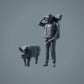 Bauernhof Tier Figuren: Eber gehend - Berkshire Pig (a040)