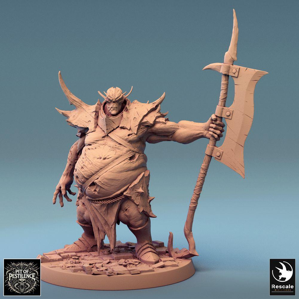 Produktfoto Tabletop 28mm Lord of the Print (LotP) 0: Fantasy Miniatur: Oger-Henker, Executioner, Chaoskrieger mit Hellebarde, Polearm-Kämpfer Warlord (24_08_D4)