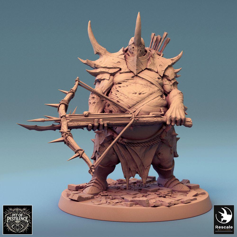 Produktfoto Tabletop 28mm Lord of the Print (LotP) 0: Fantasy Figur: Oger Armbrustschütze, mutierte Pestbrute, Warlord, Belagerungsschütze mit Skorpion-Armbrust (24_08_D7)