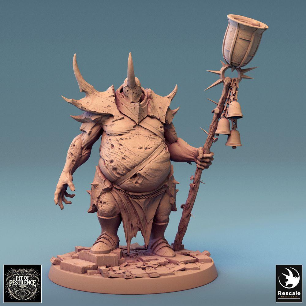 Produktfoto Tabletop 28mm Lord of the Print (LotP) 0: Tabletop Miniatur: Seuchenpriester - Pest-Schamane mit dornenbewehrtem Ritualstab und Glocken, Chaos-Kultist, Glockenträger des Verfalls, Kult-Anführer (24_08_D13)