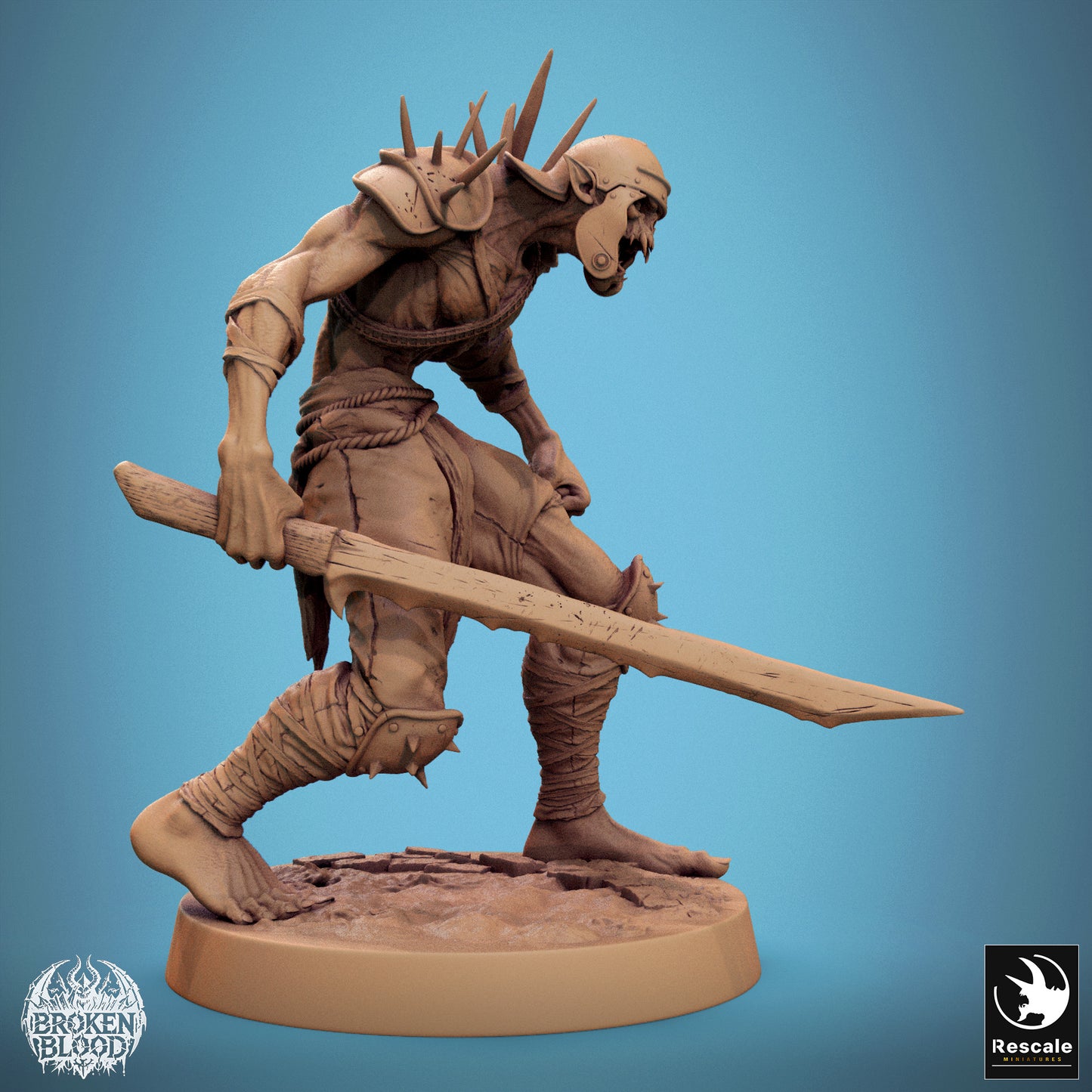 Produktfoto Tabletop 28mm Lord of the Print (LotP) 1: Tabletop Miniatur: Ghul-Berserker Ravager (Ghoul), untoter Krieger und verfluchter Marodeur mit gezackter Machete und Stachelrüstung (24_11_C1)