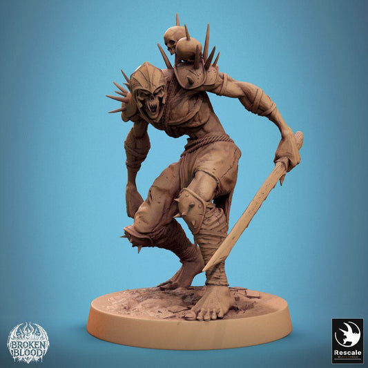 Produktfoto Tabletop 28mm Lord of the Print (LotP) 0: Tabletop Miniatur: Ghoul Ravager, Untoter Berserker und Marodeur mit grob geschmiedetem Schwert, Dungeon-Gegner, Warband-Schläger (24_11_C7)