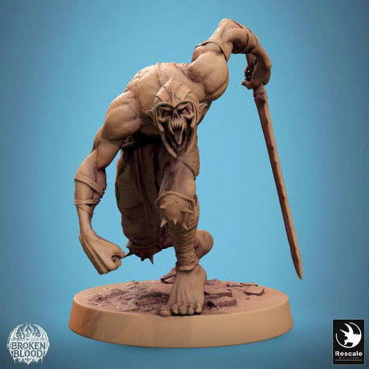 Produktfoto Tabletop 28mm Lord of the Print (LotP) 0: Tabletop Miniatur: Ghoul Ravager, untoter Speerträger im Sturmangriff, Berserker mit Knochenmaske (24_11_C11)