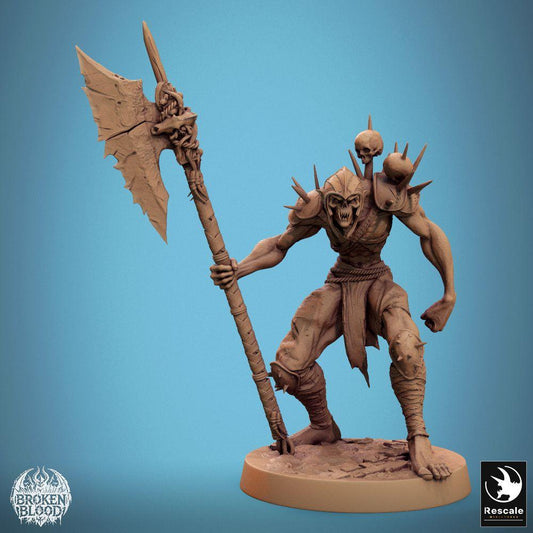 Produktfoto Tabletop 28mm Lord of the Print (LotP) 0: Tabletop Miniatur: Ghoul Berserker - Untoter Wächter mit Großaxt, dämonischer Schädeljäger (24_11_C15)