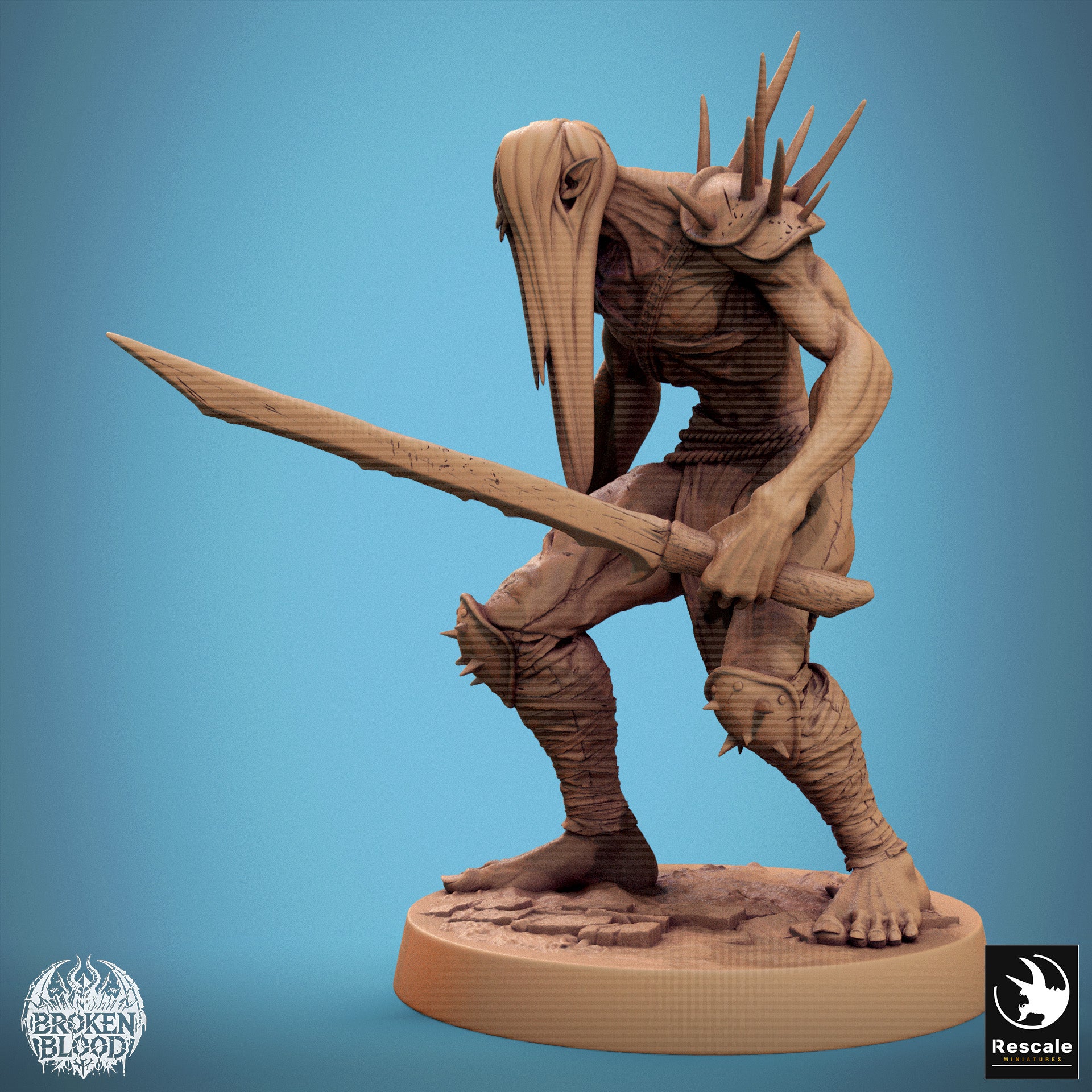 Produktfoto Tabletop 28mm Lord of the Print (LotP) 1: Tabletop Miniatur: Ghoul Ravager (Ghoul-Schlächter) - untoter Berserker und Krieger mit gezackter Klinge und Stachel-Schulterplatten, Elite-Nahkämpfer (24_11_C27)