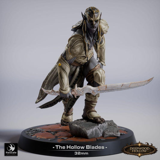 Produktfoto Tabletop 28mm Lord of the Print (LotP) 0: Tabletop Miniatur: Dunkelelf / Dark Elf Assassine und Duellant, Schattenklinge mit zwei gekrümmten Klingen (26_03_G15)