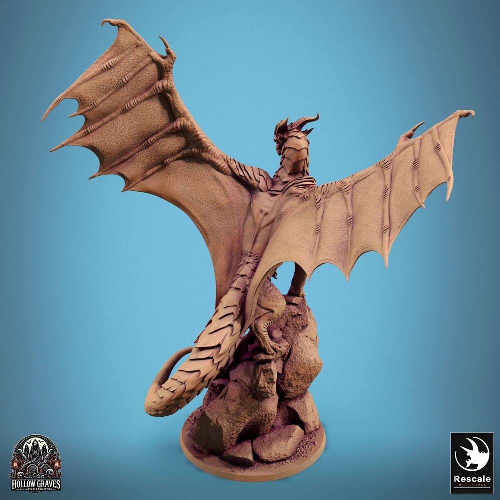 Produktfoto Tabletop 28mm Lord of the Print (LotP) 0: Tabletop Miniatur: Uralter Großdrache auf Felsvorsprung - Bergdrache Lindwurm mit weit ausgespannten Schwingen, Drachenfürst Bossmonster (24_10_D2)