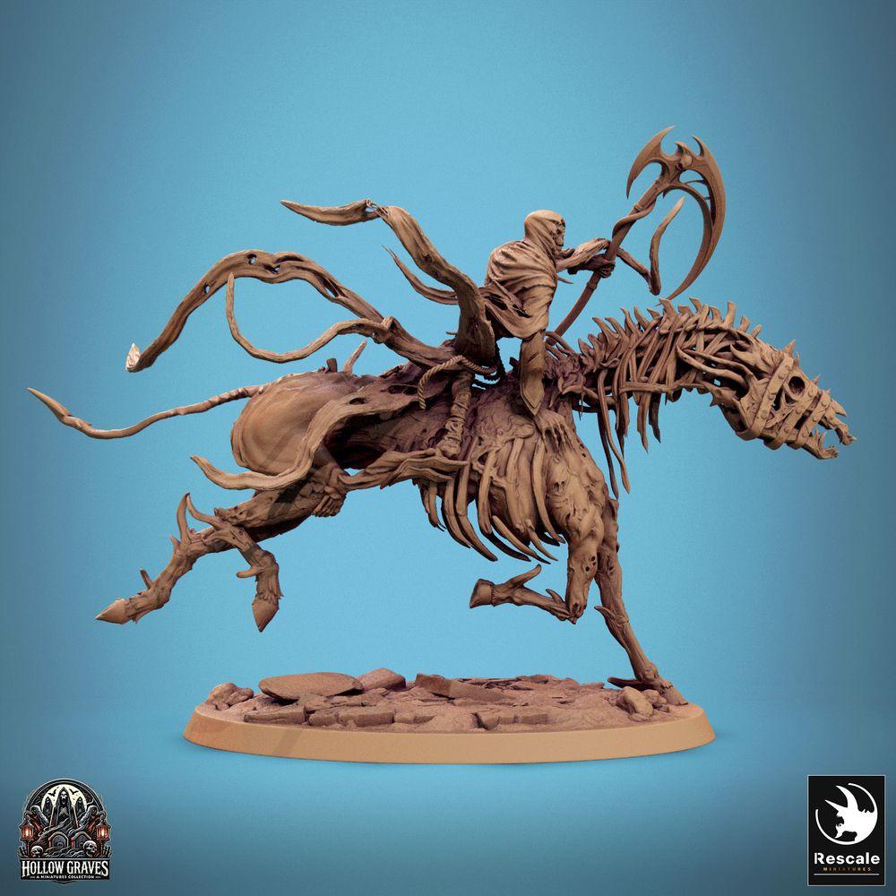 Produktfoto Tabletop 28mm Lord of the Print (LotP) 0: Tabletop Miniatur: Untoter Sensenreiter - Wraith-Rider Geisterritter, verfluchter Kavallerist mit Doppelklingen-Sense auf Knochenross im Sturmangriff (24_10_E1)