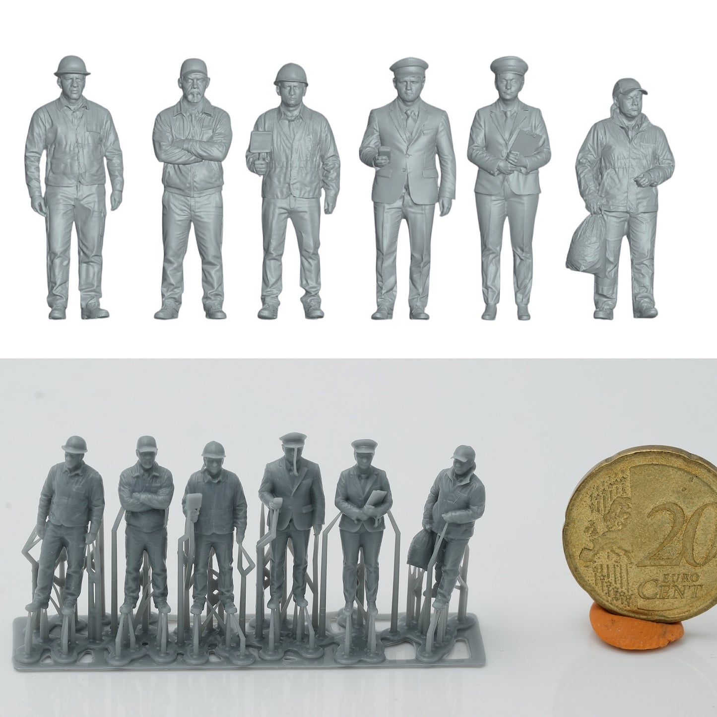 Diorama Modellbau Produktfoto 0: Bahnpersonal Figuren Set 2 - 6 Figuren (h0_28)